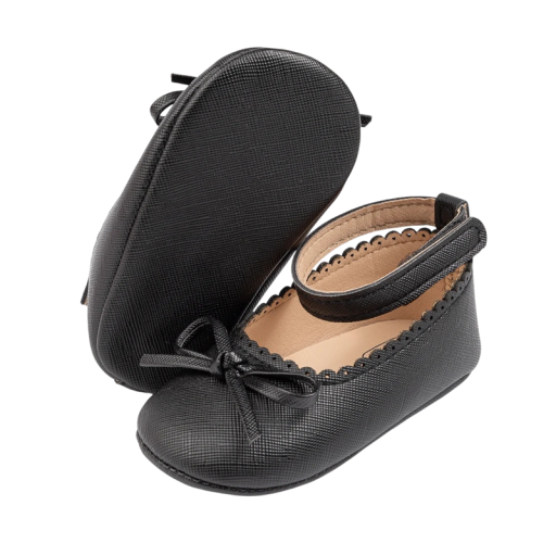 Ballerines pour enfants avec nœud Bande sur le cou-de-pied et bord ondulé Tige en textile Bout et talon fermés Chaussures pour filles pour les célébrations et le quotidien
