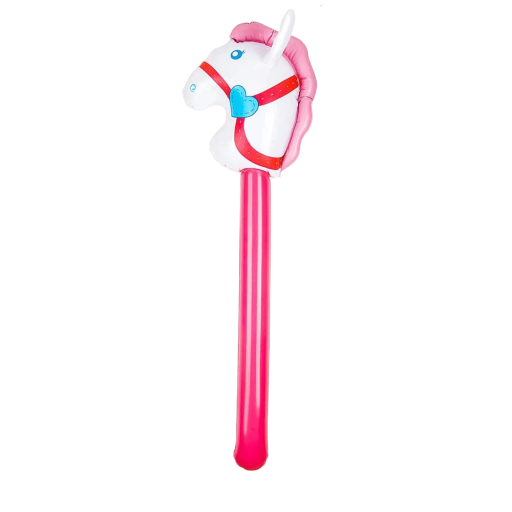 Ballon auf Stab in Form eines Pferdes 90 × 34 cm PVC weiß und rosa Partyballon Dekoration für Kindergeburtstage thematische Feierdekoration