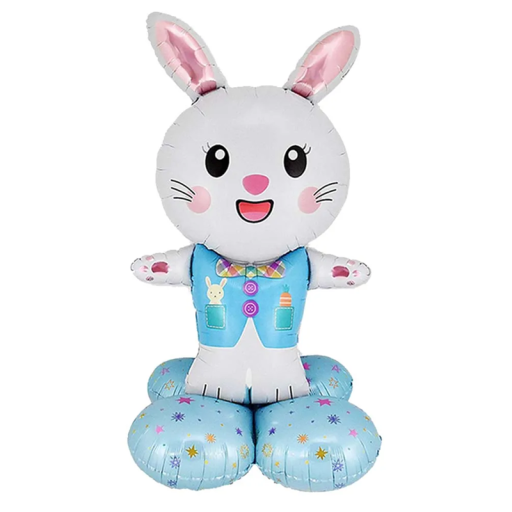 Ballon en aluminium en forme de lapin 61 x 112 cm Grande décoration pour célébration d'anniversaire Pâques ou fête d'enfants avec motif animal