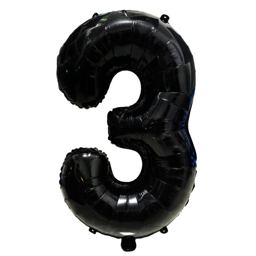 Ballon en aluminium numéro 3 81,3 cm ballon décoratif noir en forme de chiffre décoration de fête d'anniversaire et d'anniversaire pour célébrations