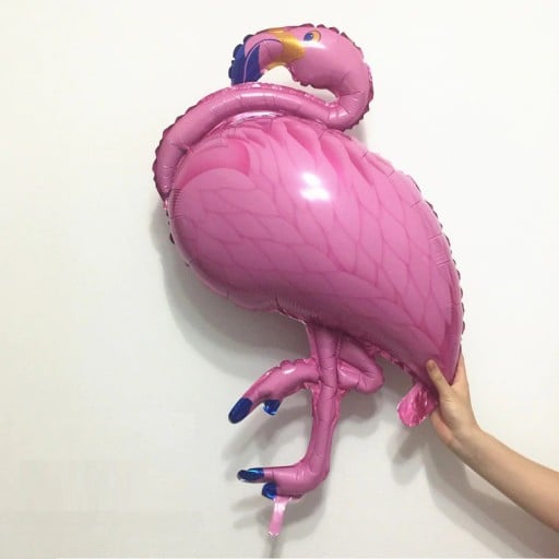 Ballon en foil en forme de flamant rose pour enfants Oiseau rose avec cou courbé et impression de plumes Feuille d'aluminium brillante Décoration