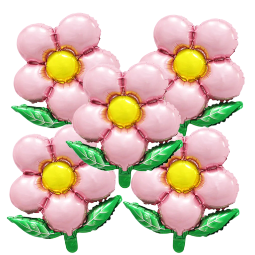 Baloane din folie în formă de flori 50 × 45 cm Baloane din folie roz galben verde decorare floare petrecere aniversară decor