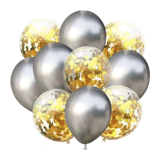 Baloane metalice cu confetti 10 buc