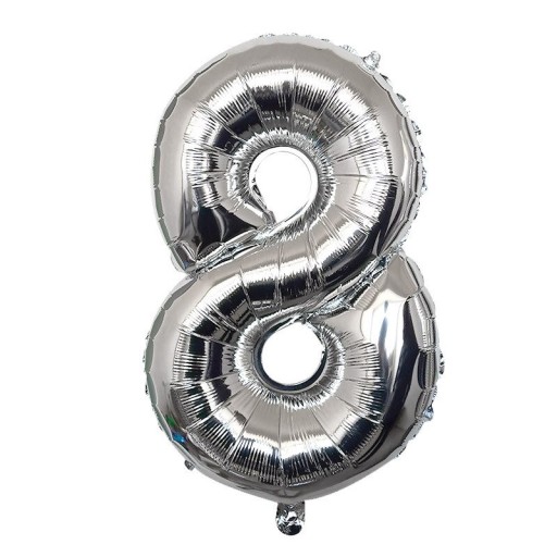 Balon urodzinowy srebrny z cyfrą 40 cm