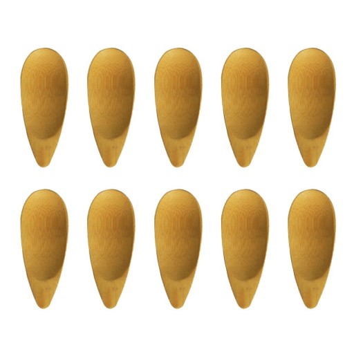 Bamboo Spice Scoops 10 pcs Small Scoops for Jars and Containers in the Kitchen Droplet Shape with a Tapered Tip 10 x 4 cm For Easy Scooping