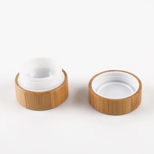 Bambu-mini purkki voiteelle muovisisällä 5 g 38,5×31 mm luonnollinen kosmetiikkapurkki voiteiden ja balsamien säilyttämiseen matkalla