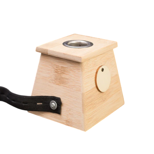 Bambus moxeringsboks 10 × 8,6 × 8,5 cm med metalåbning naturlig holder til moxa terapi og akupunkturmassage
