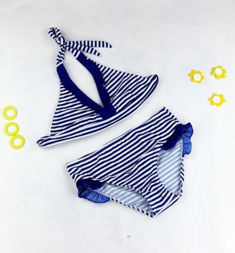Bañadores de dos piezas a rayas para niñas