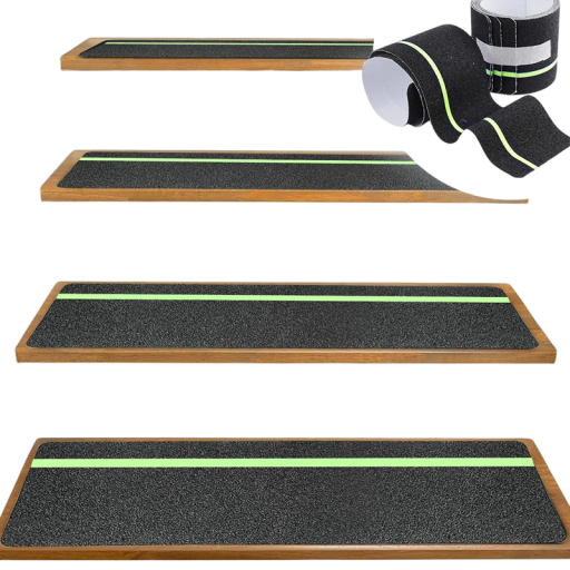 Bandă antiderapantă fotoluminiscentă 76 x 10 cm verde pentru scări și podele