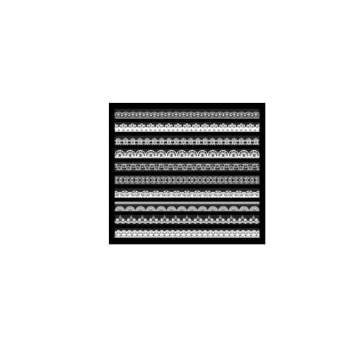 Bandă decorativă din dantelă albă, set autoadeziv cu modele romantice pentru decorațiuni creative 10×150 mm, motive albe delicate