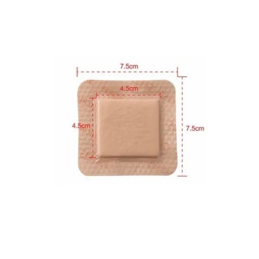 Bandaj din spumă de silicon steril, impermeabil 7,5 × 7,5 cm cu pernuță absorbantă 4,5 × 4,5 cm pentru răni