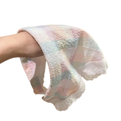 Bandeau en tissu pastel pour cheveux Bandeau féminin délicat avec une structure textile en relief Bordure en dentelle romantique Accessoire