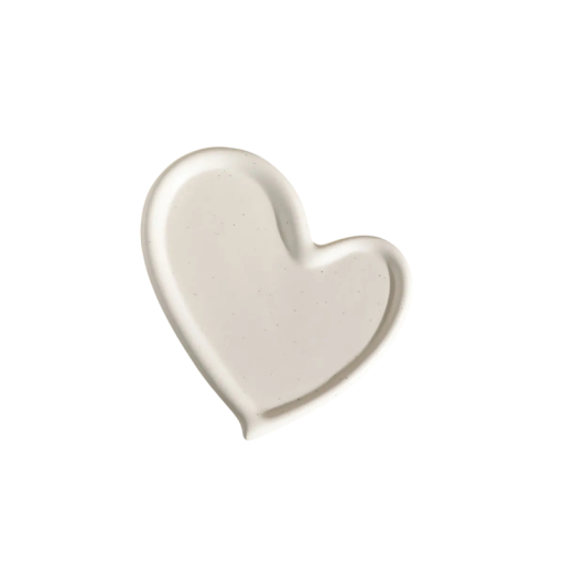 Bandeja de cerámica en forma de corazón 13×10,5 cm Cuenco blanco para joyas y llaves Posavasos decorativo para mesa Accesorio romántico de cerámica