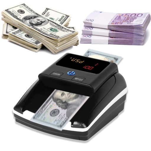 Banknote Counter with UV MG IR Detection LCD Display 155×137×85 mm Plastic Black for Checking EUR USD in Shops and Cash Registers