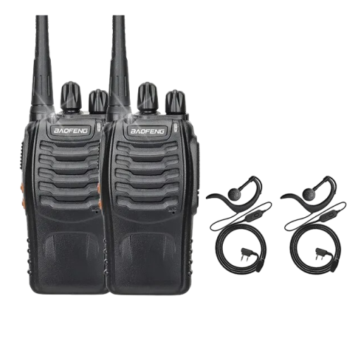 Baofeng BF 888S walkie-talkie med antenne og headset 2 stk. walkie-talkie med lang rækkevidde Professionel walkie-talkie 16 kanaler Højtydende walkie-talkie med LED-lommelygte 11,5 x 6 x 3,3 cm