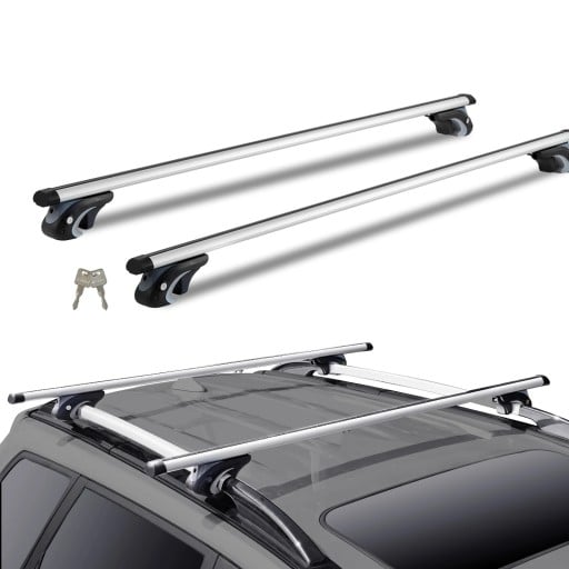 Bară de acoperiș din aluminiu 1370 x 72 x 106 mm Ajustabilă și cu închidere pentru bare longitudinale înălțate Capacitate de încărcare 90 kg Băi