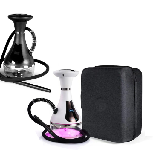 Bärbar elektrisk vattenpipa RYKOAL LED-display och temperaturreglering Batteridriven Höjd 320 mm Reseset för shisha och hookah