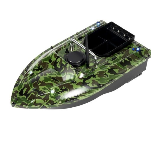Barco de alimentação GPS preto com capacidade de 500 m e carga de 1,5 kg, com cruise control, retorno a casa e luzes LED noturnas