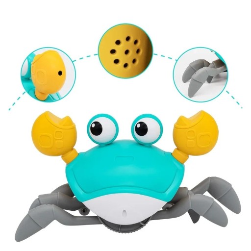 Barevný elektronický útěkový krab s pohybovým senzorem Hračka na baterie s hudbou a světlem pro děti