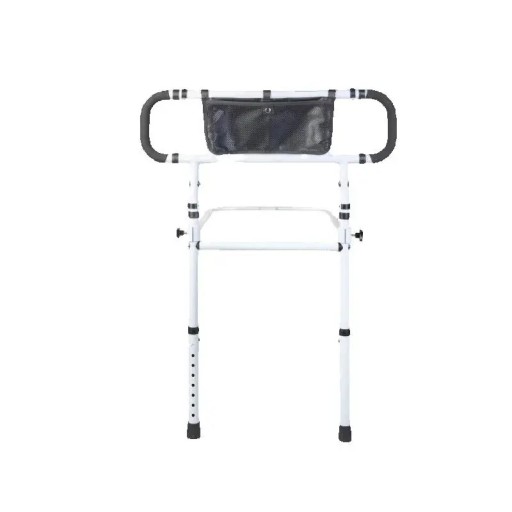 Barieră laterală pentru pat pentru seniori cu mânere ajustabile înălțime 74–93 cm lățime 73–103 cm greutate 4,6 kg albă cu buzunar de depozitare