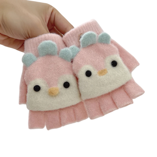Barnens vinterhandskar flip med pingvinmotiv, storlek för barn 2–6 år, material 100% polyester, vinterhandskar för pojkar och flickor