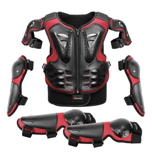 Barnmotorcykel skydd komplett set ergonomisk väst 47 × 32 cm armbågar 27 cm knän 32 cm för åkning