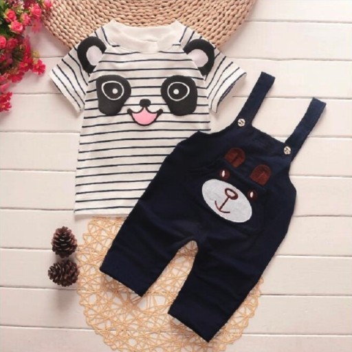 Barnset - Panda sweatshirt och träningsbyxor - Blå