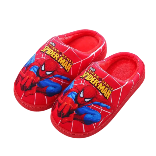 Barntofflor i bomull för pojkar Mjuka hemtofflor med Spider-Man Bekväma skor för pojkar Söt motiv Varma tofflor