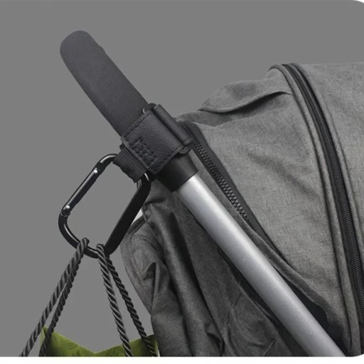 Barnvagnskrok med karbinhake 20 cm Justerbar väskhållare Shoppingrem för barnvagnshandtag