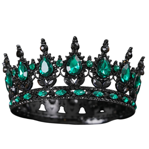 Barocke runde schwarze Hochzeitskrone mit Kristallen Luxusischer Edelstein Haarreif Krönende Kopfschmuck für Bräute, Königinnen und Könige
