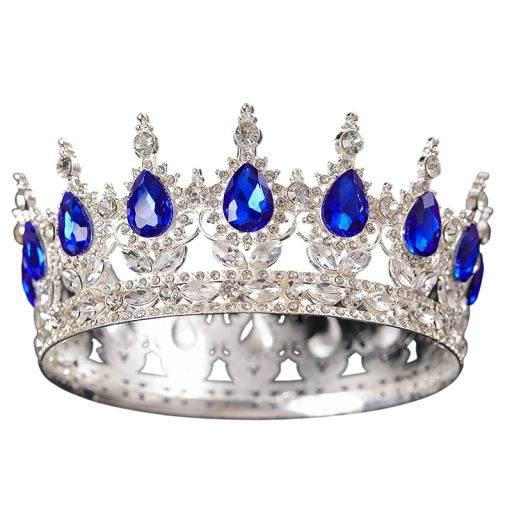 Barocke runde silberne Hochzeitskrone mit Kristallen Luxusisches Edelstein-Haarband Krönende Kopfbedeckung für Bräute, Königinnen und Könige