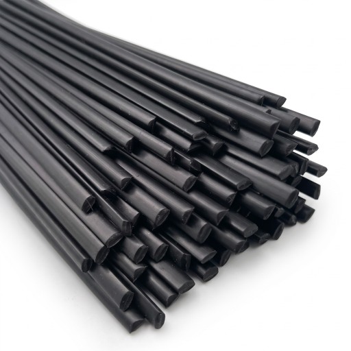 Barres de soudage en plastique 40 pcs Longueur 20 cm Diamètre 3 mm Profil triangulaire Noir Pour réparations de réservoirs en plastique, pare-chocs