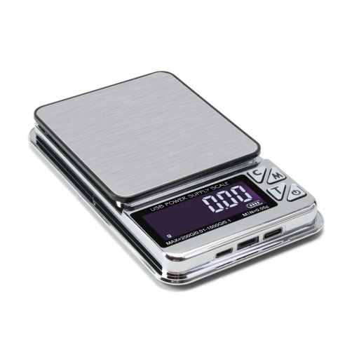 Báscula digital para joyas hasta 1000 g precisión 0,01 g Superficie de pesaje de acero inoxidable Carga USB Cambio de unidades Conteo de gemas