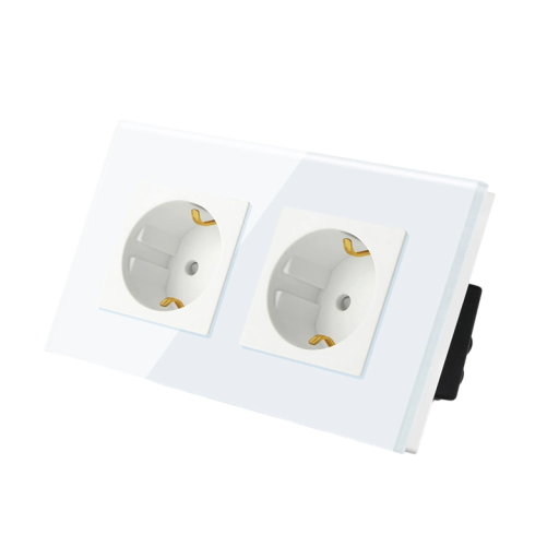 Base eléctrica doble de pared tipo F 230 V Base empotrada blanca Marco de empotrar Módulo de toma eléctrica Hogar