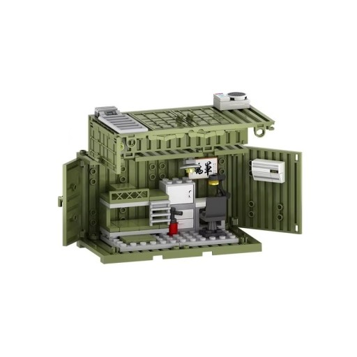 Base militar criativa 93 pcs Campo de contentores Torres de vigilância Arsenal Postos de comando Blocos de modelo DIY brinquedos de construção