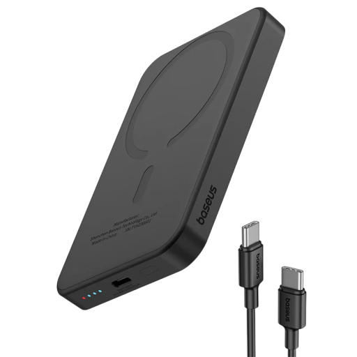 Baseus Mini Magnetisk Powerbank 5000mAh 20W Kablet og Trådløs Hurtigoplader USB-C Kompakt Design til iPhone og Samsung