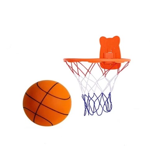 Basketbalový set PU pěnový míč 18 cm s plastovým košem Bezhlučný stlačitelný tichý míč Sportovní hra a zábava pro děti i dospělé
