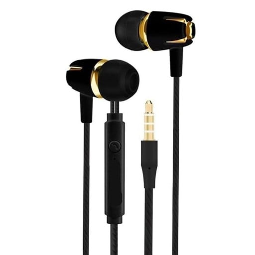 Basskopfhörer In-Ear mit 3,5 mm Klinkenstecker Controller mit Taste am Kabel TPE-Kabel 1,2 m Gehäuse mit glänzendem dekorativen Rand