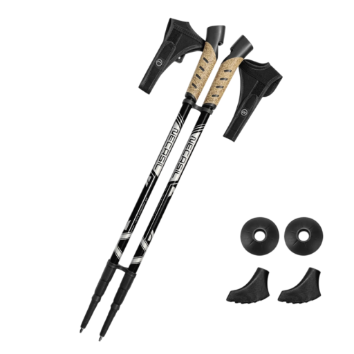 Bastones telescópicos para nordic walking 2 pcs Longitud ajustable 63 a 135 cm Aleación de aluminio Mango de corcho Punta de acero Para senderismo