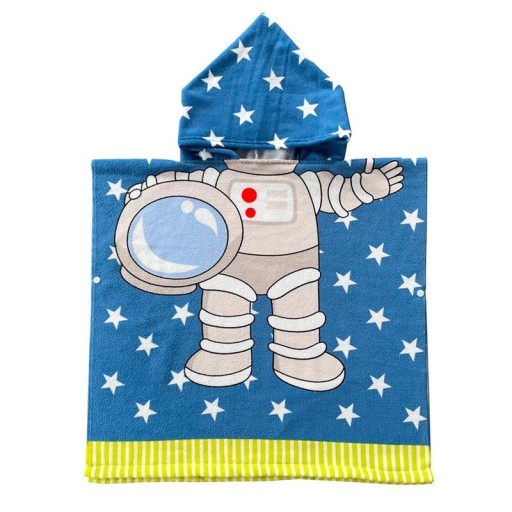 Bata infantil con capucha 60 x 120 cm Para altura 80 - 130 cm Bata unisex con estampado de astronauta y estrellas