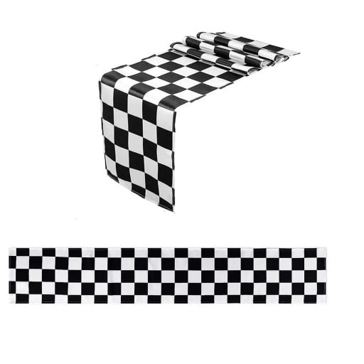 Bătaie pe masă 30 x 183 cm Bătaie pe masă cu model în carouri Decorativă din poliester pentru masă Decorațiuni pentru petreceri cu tematică de motorsport