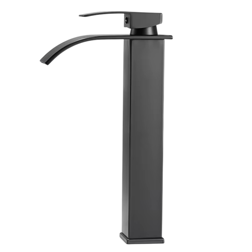 Bateria de lavatório em aço inoxidável 30 x 16,5 cm Torneira baixa para água quente e fria Bateria de casa de banho elegante com controlo de alavanca