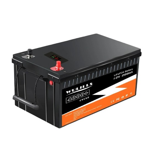 Bateria LiFePO4 Bateria litowo-żelazowo-fosforanowa 12 V 200 Ah IP5 Bateria wodoodporna i pyłoszczelna Wbudowany BMS 52 x 24 x 22 cm