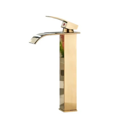 Baterie de chiuvetă cu efect de apă căzătoare 31x12 cm Suprafață lucioasă Baterie elegantă cu montare pe blat Armatură de baie cu un singur orificiu