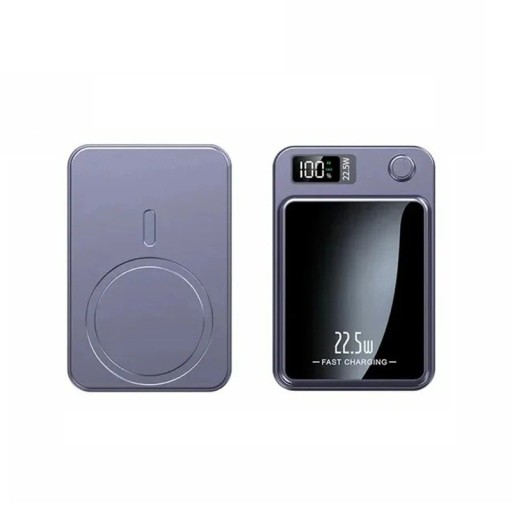 Baterie externă magnetică wireless 50000 mAh 22W cu încărcător rapid și adaptor pentru iPhone, Huawei, Samsung, 96 x 65 x 15 mm
