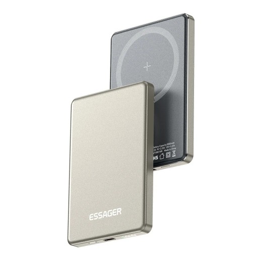 Baterie externă portabilă Essager magnetică wireless 5000mAh 20W pentru iPhone 16 15 14 13, încărcare MagSafe 102.3x68.5x8.8 mm
