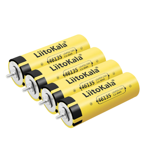 Baterie LiitoKala 46135 3,2 V 25 Ah LiFePO4 sada 4 ks 80 Wh 170 x 46,3 mm šroubové kontakty žlutá na solární systémy a úložiště