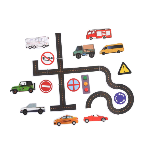 Bath Toy with Road Vehicles Vinyl Bath Set for Children Develops Creativity and Imagination