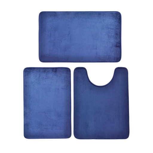 Bathroom Mat Set 3 Pcs, Sizes 80x50, 60x40 and 50x60 cm with WC Cut-Out, Absorbent Mats with Non-Slip Backing for the Bathroom