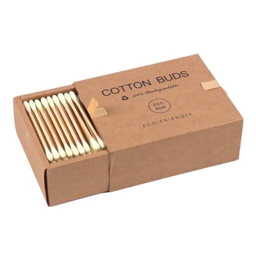 Bâtonnets en bois avec coton-tige jaune à double tête 200 pcs dans une boîte
